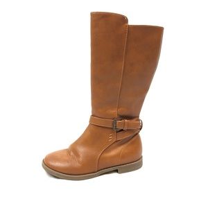 Brown faux leather knee boots